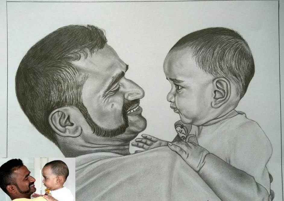 Pencil Art for Father & Son