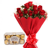 Combo of Roses Bunch and Ferrero Rocher 16 pc