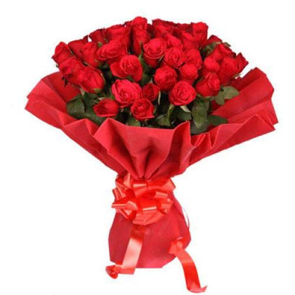 Red Roses Bunch with Paper Wrap  - Expressluv.in