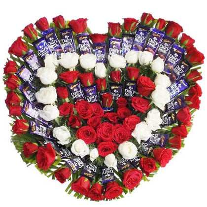Heart Shape 40 Dairy Milks Chocolate Bouquet | Heart Shape Chocolate Pack | Chocolate Hamper in Heart Shape | Chocolate Gift Pack | Cadbury Dairy Milk Gift bouquet