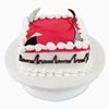 delicious Cake Delight with rectangle shaped pink colored yummy cake  - Expressluv.in
