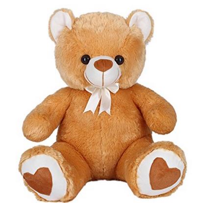 Soft Teddy Bear Brown 65cm, valentine teddy bear with heart shaped feet  - Expressluv.in