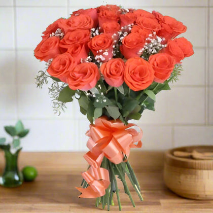Perfect Bunch with Orange Roses  - Expressluv.in