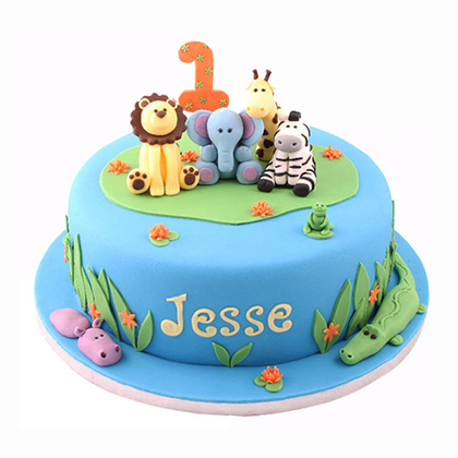 Zoo design Cake, zoo themed birthday cake  - Expressluv.in