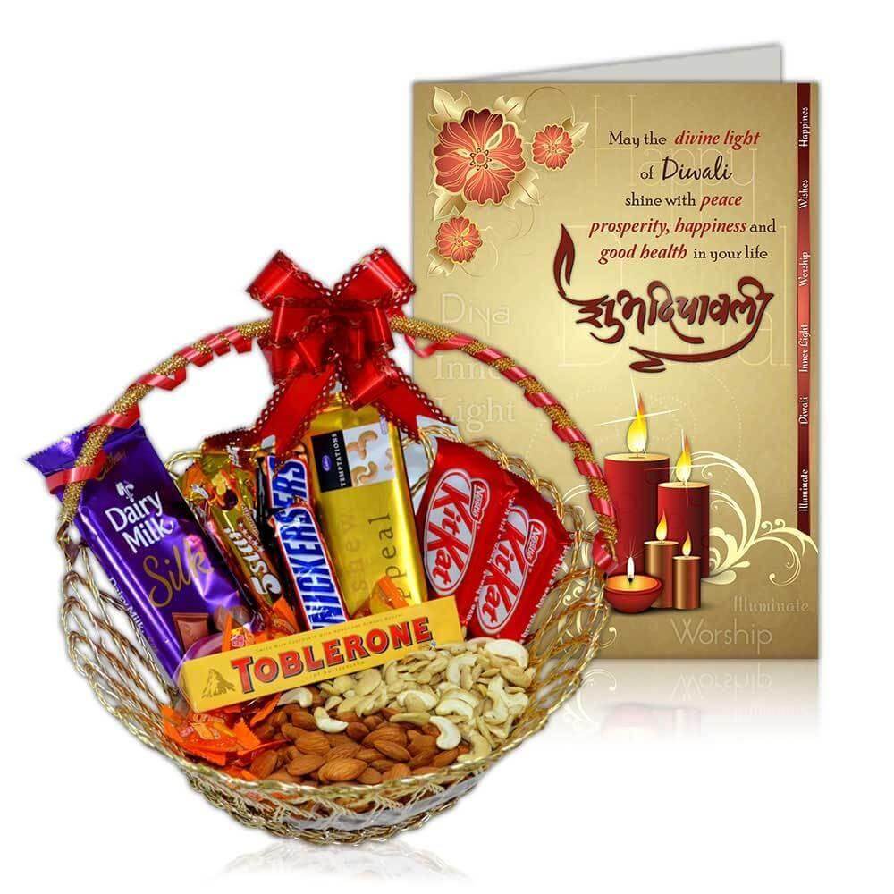 Choco Basket with dry fruits and Greeting card