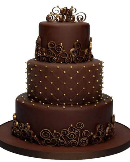 brown colored 3 step chocolate cake to send to Indian for wedding and anniversary