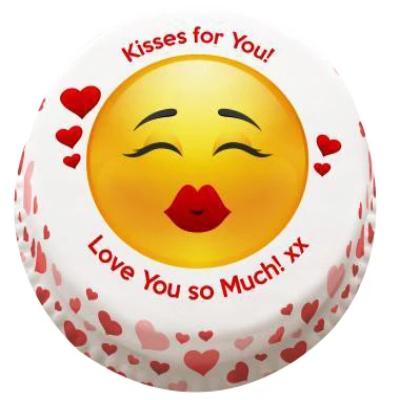 Emoji Kisses cake,. best kissing emoji cake online, online cake for valentin's day - Expressluv.in