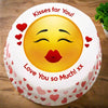 Emoji Kisses cake,. best kissing emoji cake online, online cake for valentin's day - Expressluv.in