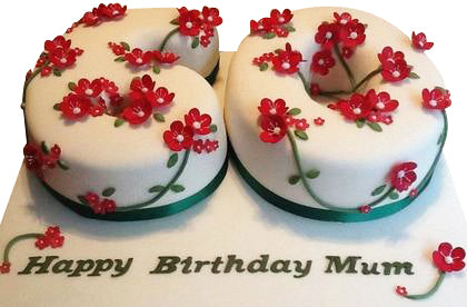 60th Birthday Cake of 60 shaped white color with some red flower design on it , you can orde ronline this 60 birthday cake for your mom or other person who is turning 60 this month