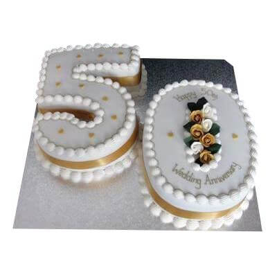 Order online this modern Happy 50th Wedding Anniversary Cake, golden wedding anniversary cakes