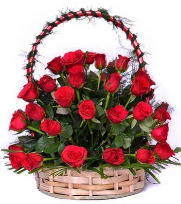 Basket Arrangement of Red roses