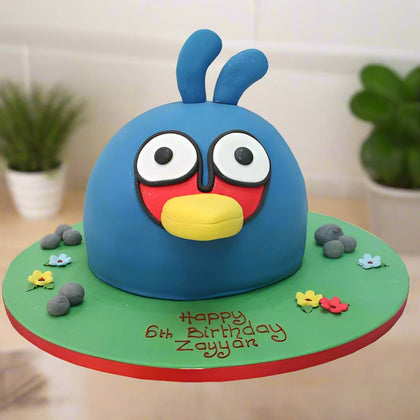 beautiful Bird Design Cake of blue colored bird with some custom text   - Expressluv.in