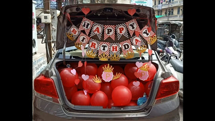 birthday surprise in car, happy birthday in car surprise birthday party decoration